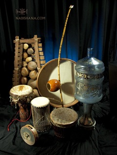 pocket shaman drum, darbuka, balafon, talking drum, pneumatic frame drum, berimbao, water cooler bottle