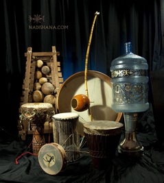 pocket shaman drum, darbuka, balafon, talking drum, pneumatic frame drum, berimbao, water cooler bottle